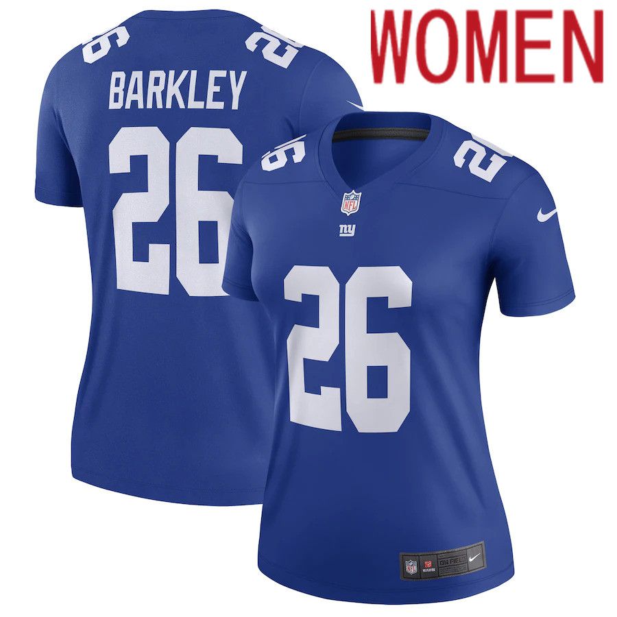 Women New York Giants #26 Saquon Barkley Nike Royal Legend NFL Jersey->women nfl jersey->Women Jersey